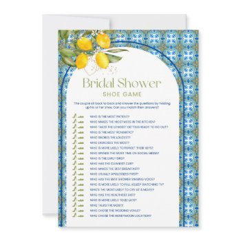 mediterranean lemon bridal shower shoe game card