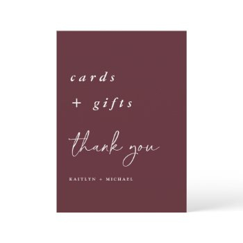 merlot wedding cards & gifts sign 5x7