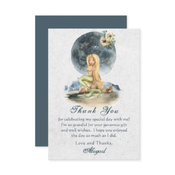 mermaid and full moon beach bridal shower  thank you card