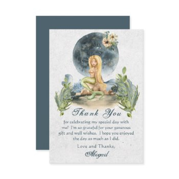 mermaid and full moon beach bridal shower thank you card