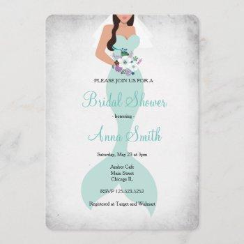 mermaid bridal shower invitation brunette