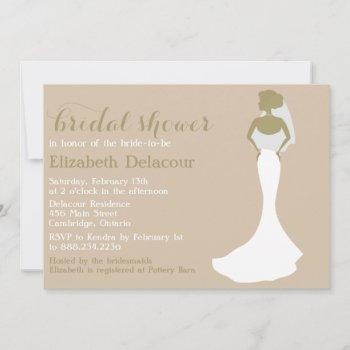 mermaid wedding gown old bridal shower invitation