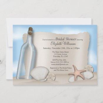 message from a bottle beach bridal shower invitation