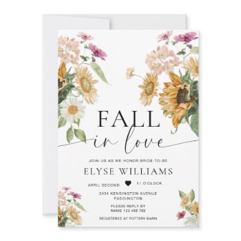 mews sunflower fall in love autumn bridal shower invitation