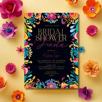 mexican fiesta black bridal shower invitation