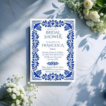 mexican fiesta blue talavera bridal shower invitation