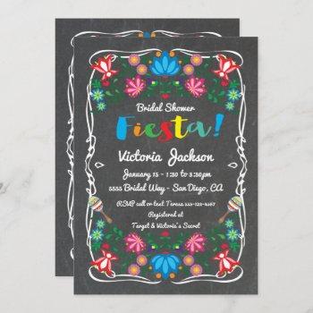 mexican fiesta bridal shower flower chalkboard invitation