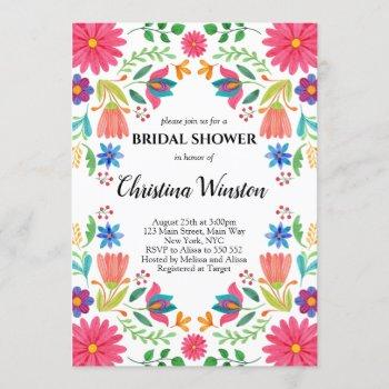 mexican flowers floral bridal fiesta invitation