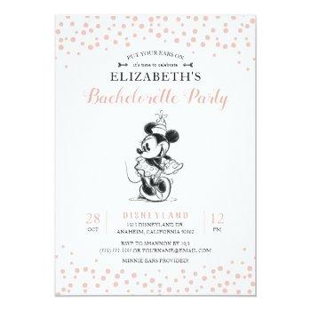 Mickey & Minnie | Pink Confetti Bachelorette Party Invitation Front View