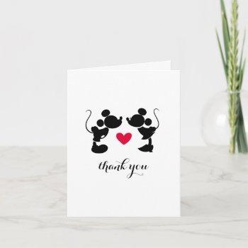 mickey & minnie silhouette bridal shower thank you card