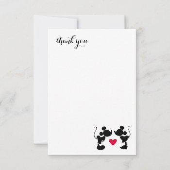 mickey & minnie silhouette bridal shower thank you card