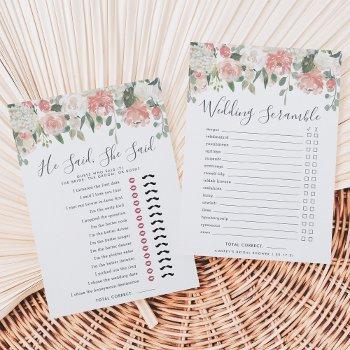 midsummer double-sided bridal shower game card