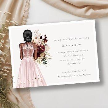 minimal blush wedding gown bridal shower invite