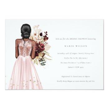 Minimal Blush Wedding Gown Bridal Shower Invite Front View