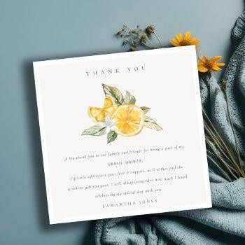 minimal citrus lemon botanical boho bridal shower thank you card