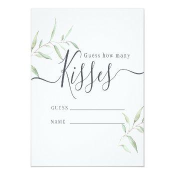 Minimal Greenery Guess How Many Kisses Game Enclos Enclosure Card Front View