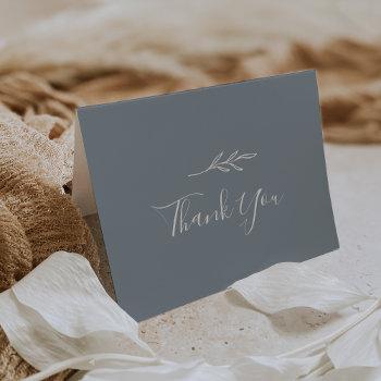 minimal leaf | blue and white thank you card