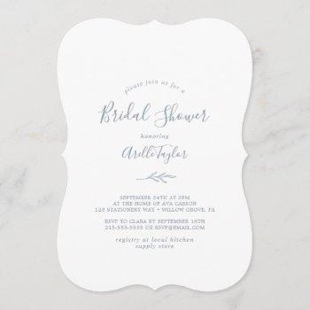 minimal leaf | dusty blue bridal shower invitation