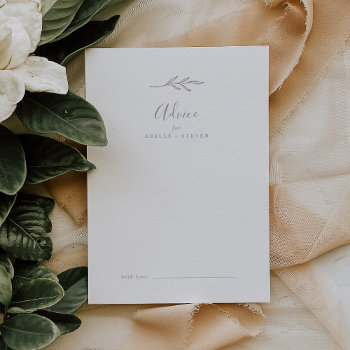 minimal leaf | dusty purple wedding advice card