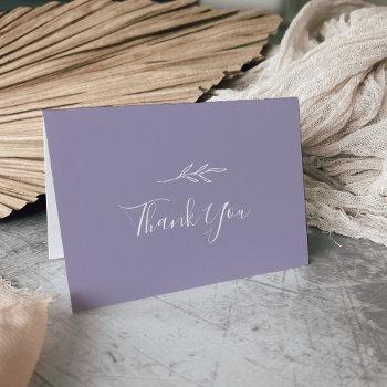 minimal leaf | lavender wedding thank you card