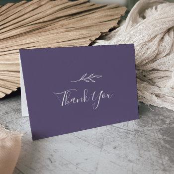 minimal leaf | plum purple wedding thank you card