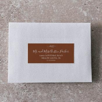 Minimal Leaf Terracotta Guest Address Labels Front View