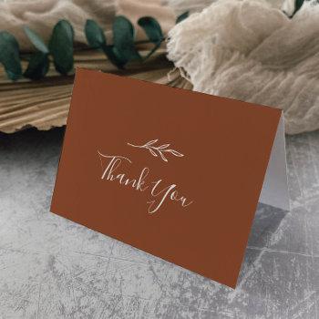 minimal leaf | terracotta wedding thank you card