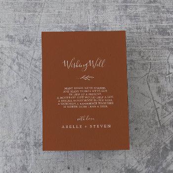 minimal leaf terracotta wedding wishing well enclosure card