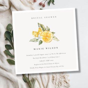 minimal lemon boho botanical bridal shower invite