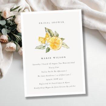 minimal lemon botanical boho bridal shower invite