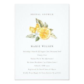 Minimal Lemon Botanical Bridal Shower Invite Front View