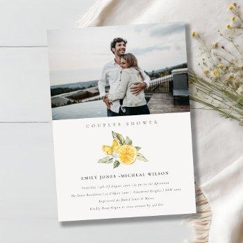 minimal lemon fauna photo couples shower invite