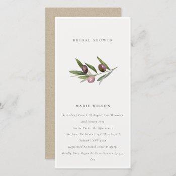 minimal olive branch foliage bridal shower invite