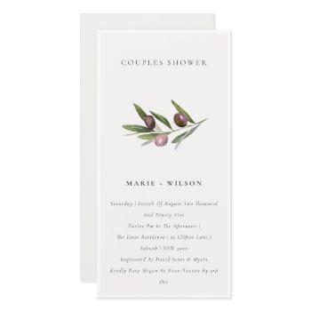 minimal olive branch foliage couples shower invite