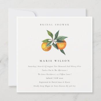 minimal orange botanical boho bridal shower invite