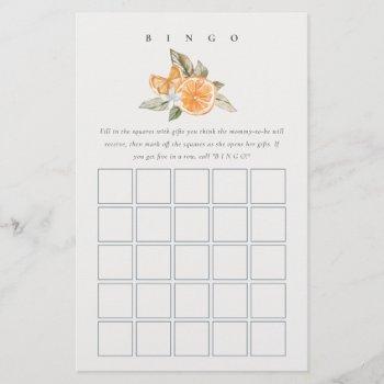 minimal orange botanical bridal shower bingo game