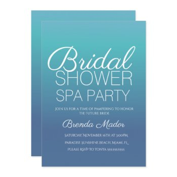 minimal simple blue ombre spa party bridal shower invitation