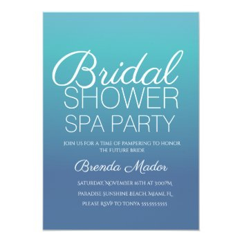 Minimal Simple Blue Ombre Spa Party Front View