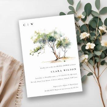 minimal simple watercolor tree bridal shower invitation