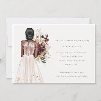 minimal white wedding gown bridal shower invite