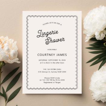 minimalist and simple scalloped lingerie shower invitation