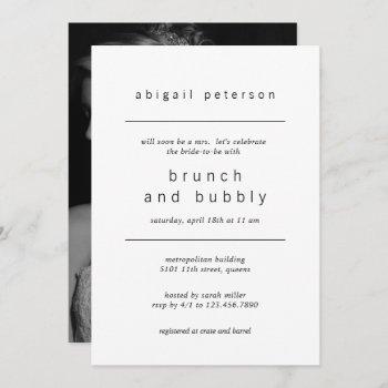 minimalist black and white photo bridal brunch invitation