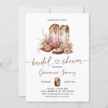 minimalist boho cowboy boots bridal shower invitation