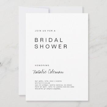 minimalist bridal shower invitation, simple invita invitation