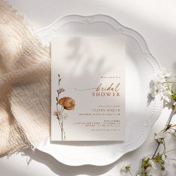 minimalist burnt orange wildflower bridal shower invitation