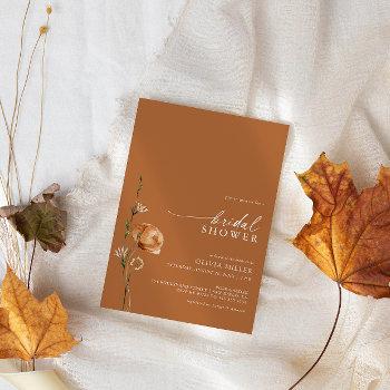 minimalist burnt orange wildflower bridal shower invitation