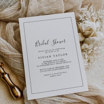 minimalist calligraphy bridal shower invitation