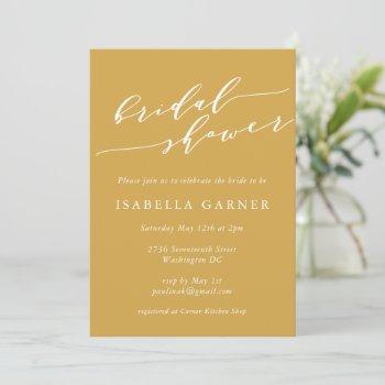minimalist classic dusty yellow bridal shower invitation
