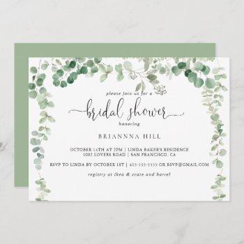 minimalist eucalyptus horizontal bridal shower  invitation