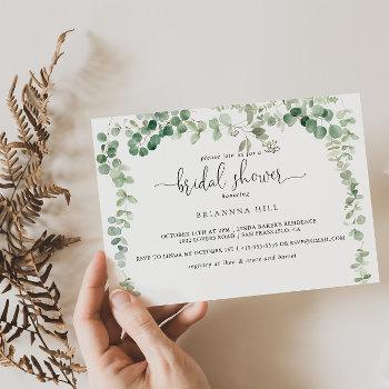 minimalist eucalyptus horizontal bridal shower  invitation